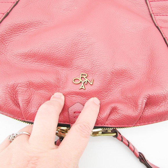 Oryany Leather Hobo Shoulder Bag Tassel Pink Convertible Crossbody Large - Picture 2 of 12